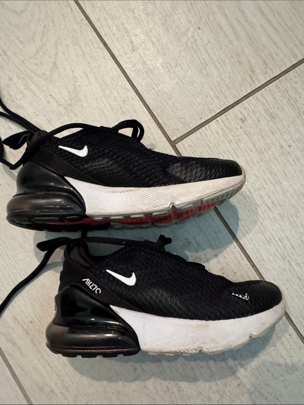 Nike 11c Black and White Mesh Athletic Sneakers with Red Outsole Accents
